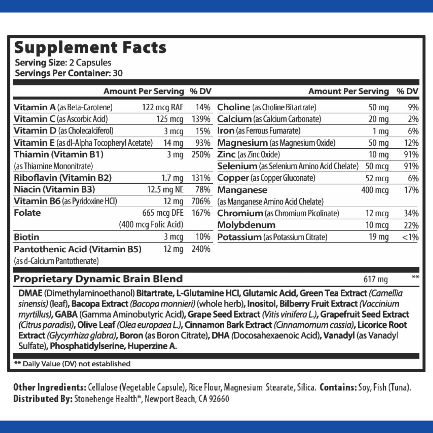 Stonehenge Health Dynamic Brain Supplement – Memory, Focus, & Clarity– Formulated with 40 Unique